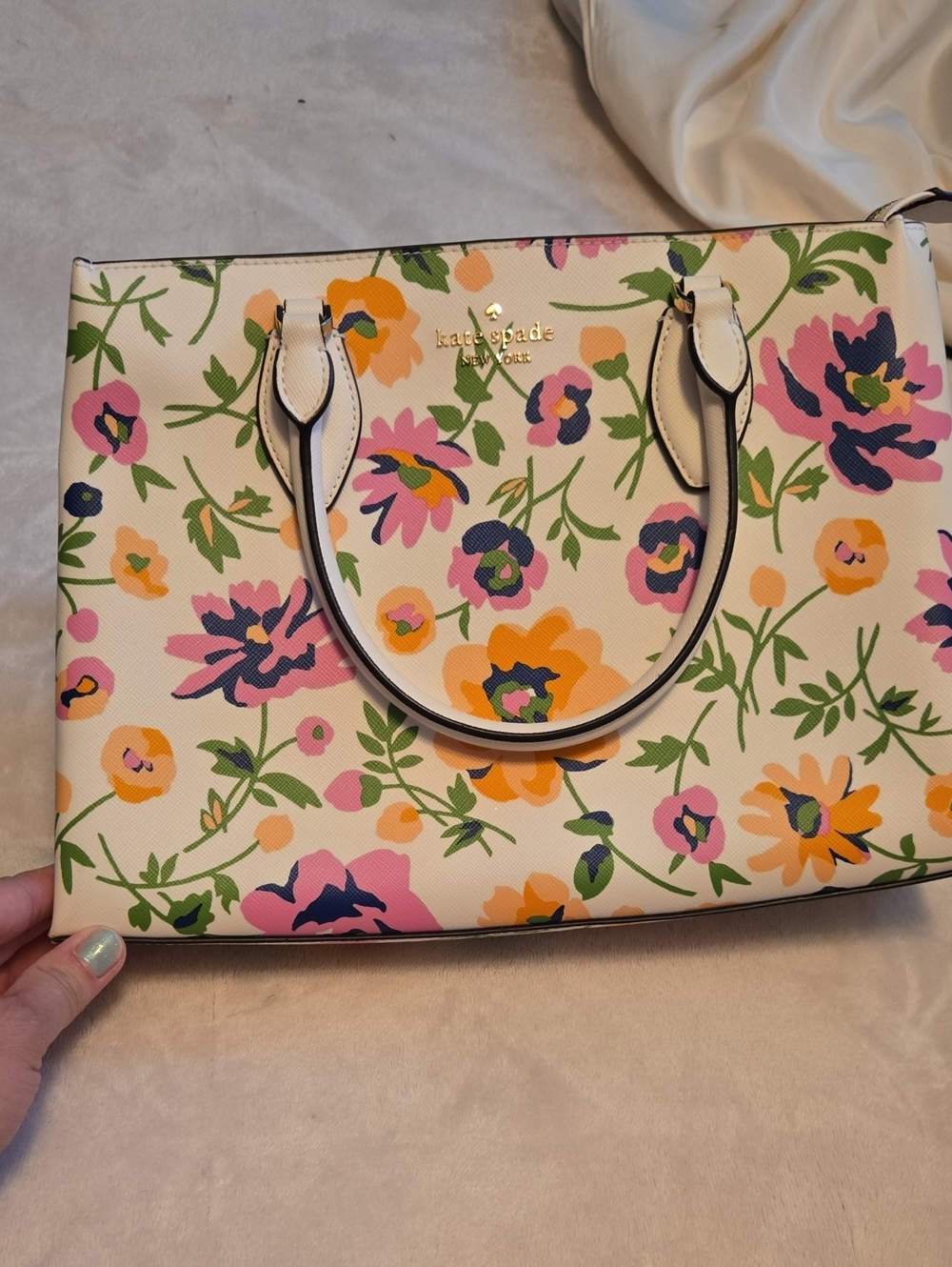 kate spade Cream Floral Print Top-Handle Tote